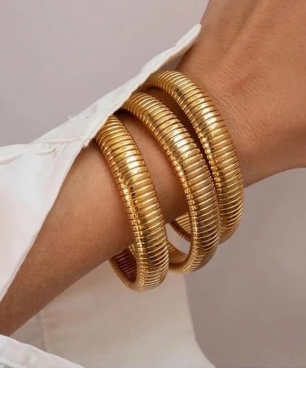 Chunky 24k Gold Plated Stretch Bangles Bracelets new